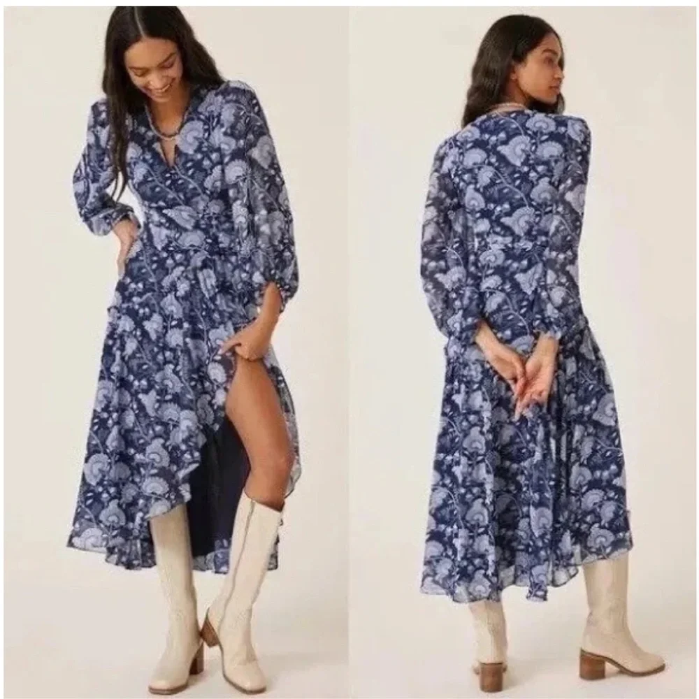 Hutch Blue Floral Maxi Dress- Anthropologie - Picture 6 of 8